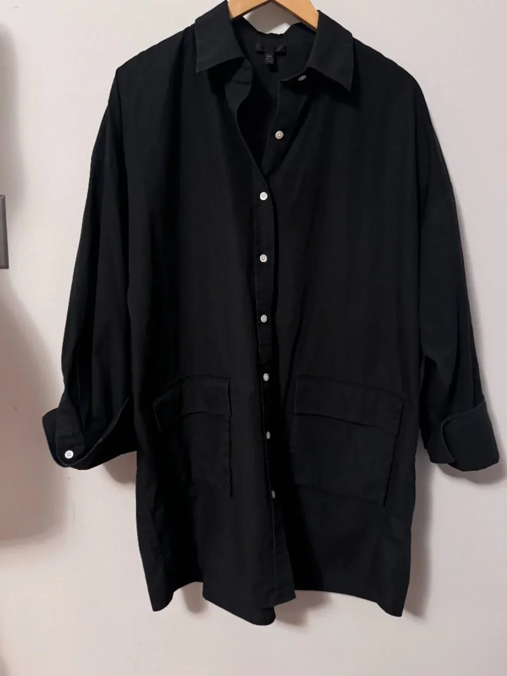 ATM Long Sleeve Swing Poplin Shirtdress - Picture 3 of 8
